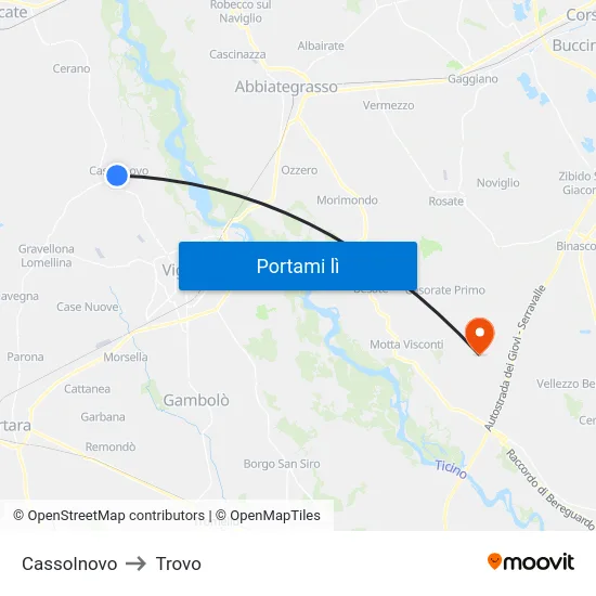 Cassolnovo to Trovo map