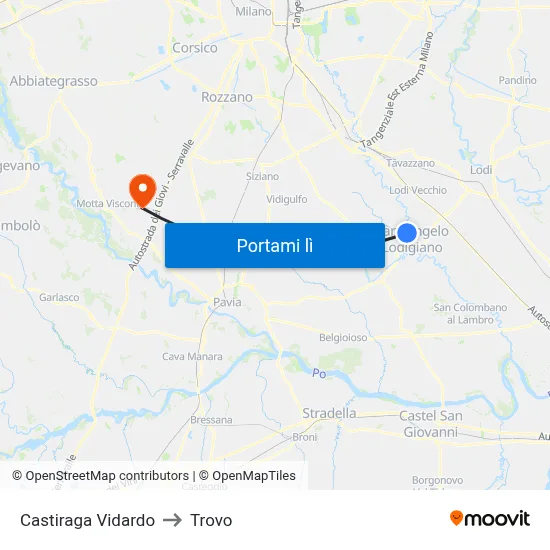 Castiraga Vidardo to Trovo map