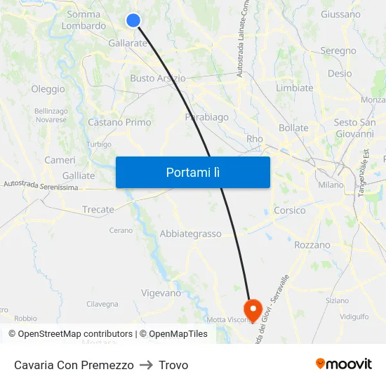 Cavaria Con Premezzo to Trovo map