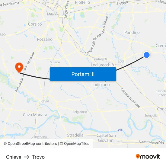 Chieve to Trovo map