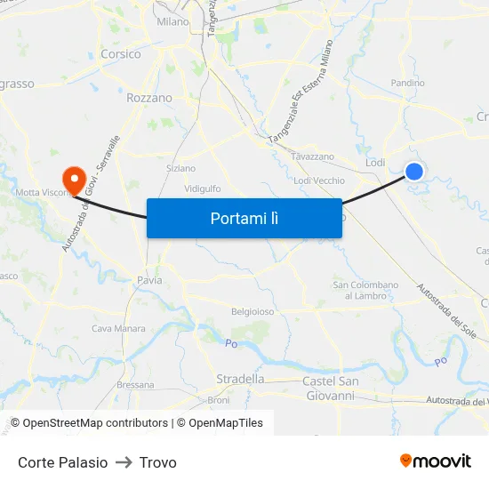 Corte Palasio to Trovo map