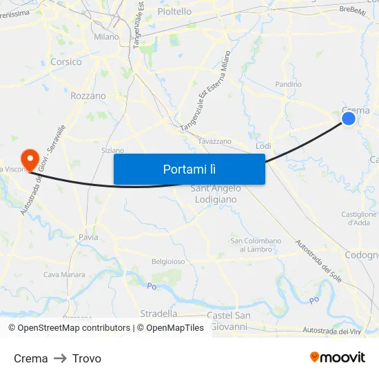 Crema to Trovo map