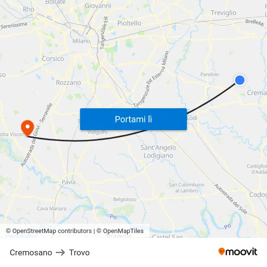 Cremosano to Trovo map