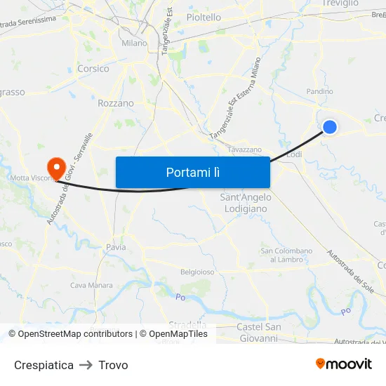 Crespiatica to Trovo map