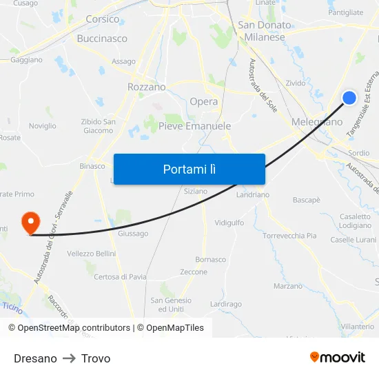 Dresano to Trovo map