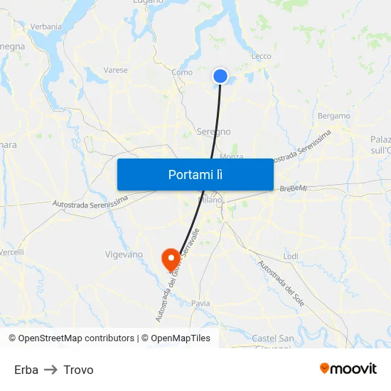 Erba to Trovo map