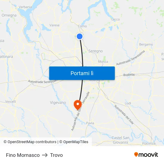 Fino Mornasco to Trovo map