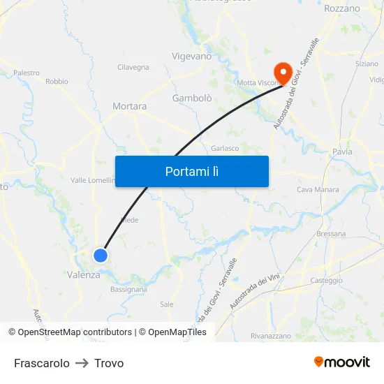 Frascarolo to Trovo map