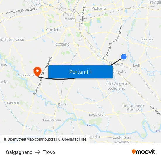 Galgagnano to Trovo map