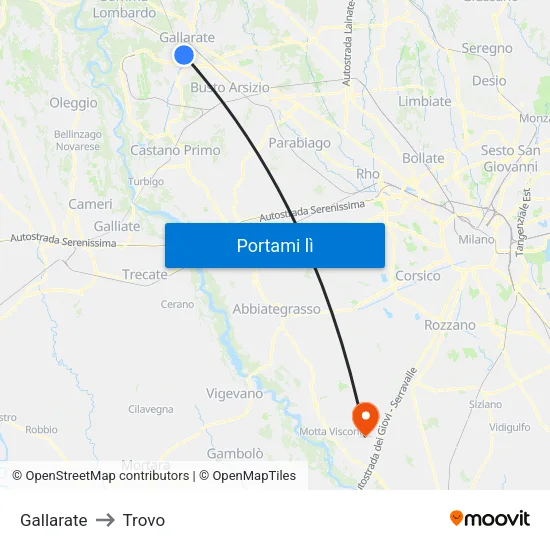 Gallarate to Trovo map
