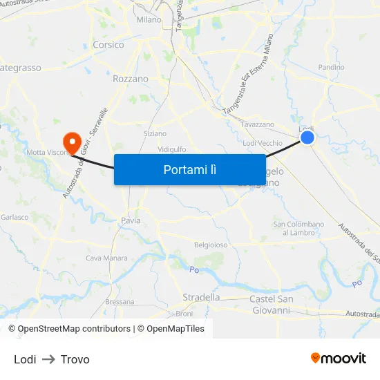 Lodi to Trovo map