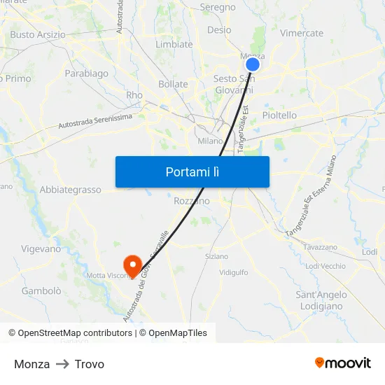 Monza to Trovo map