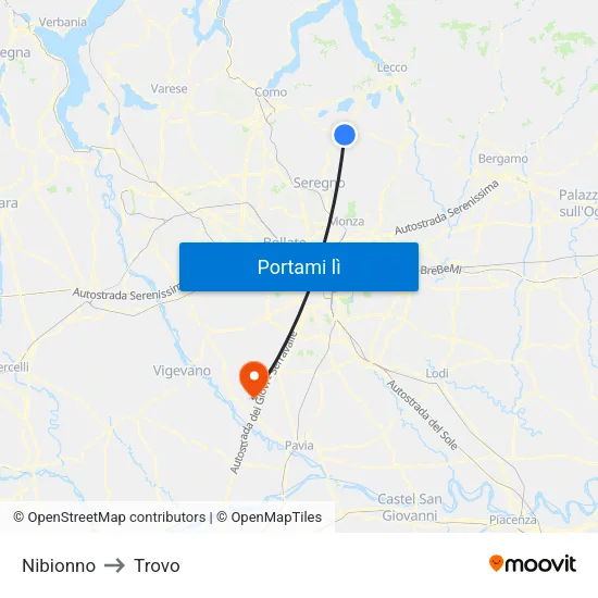 Nibionno to Trovo map