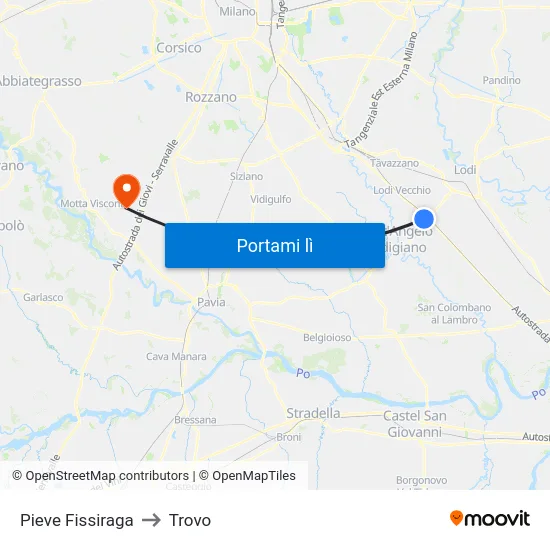 Pieve Fissiraga to Trovo map