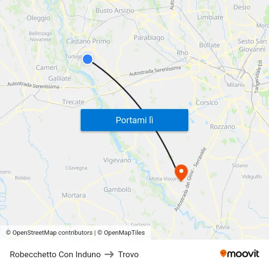 Robecchetto Con Induno to Trovo map