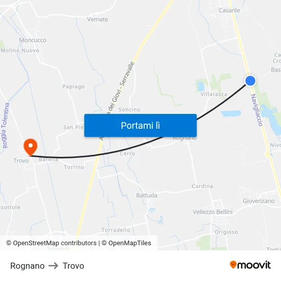 Rognano to Trovo map