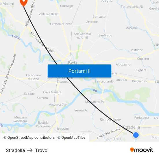 Stradella to Trovo map