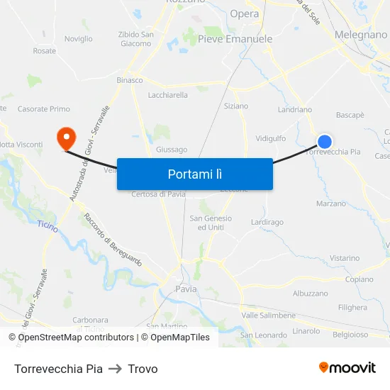 Torrevecchia Pia to Trovo map