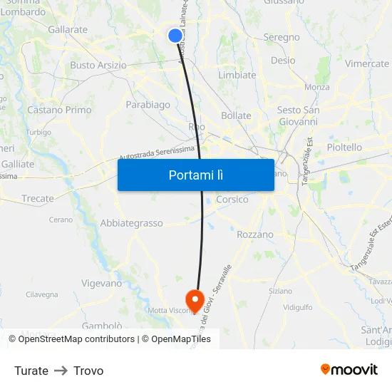 Turate to Trovo map