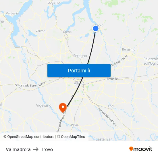 Valmadrera to Trovo map
