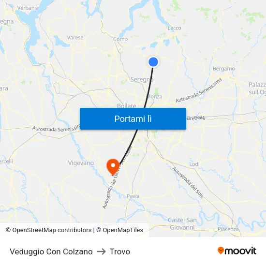 Veduggio Con Colzano to Trovo map