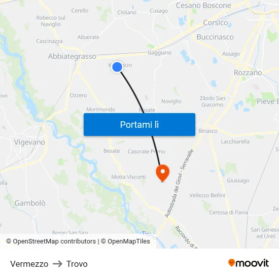 Vermezzo to Trovo map