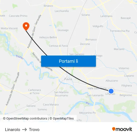 Linarolo to Trovo map