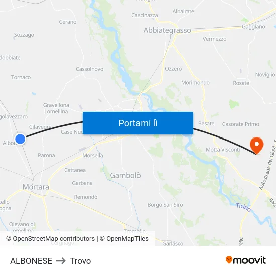 ALBONESE to Trovo map