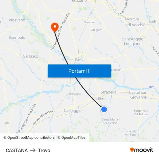 CASTANA to Trovo map