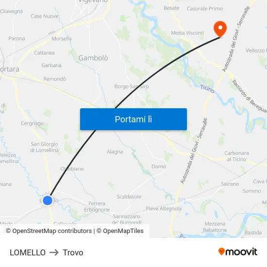 LOMELLO to Trovo map