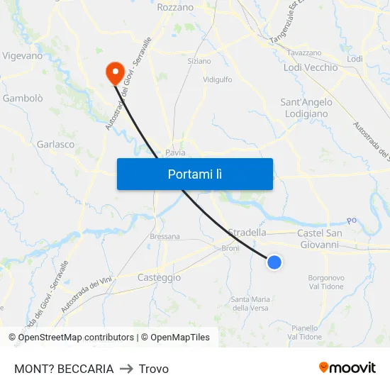 MONT? BECCARIA to Trovo map