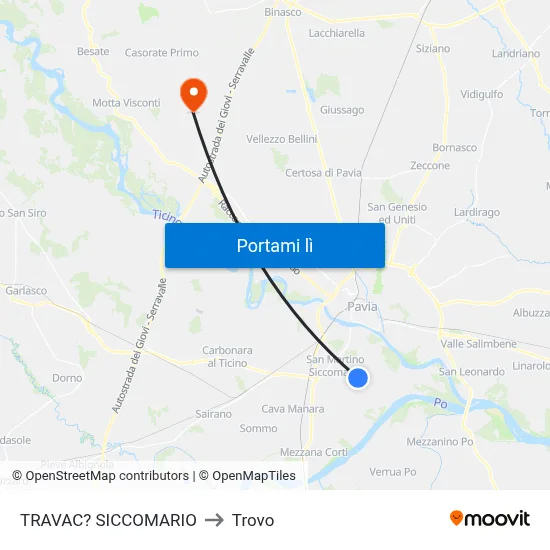 TRAVAC? SICCOMARIO to Trovo map