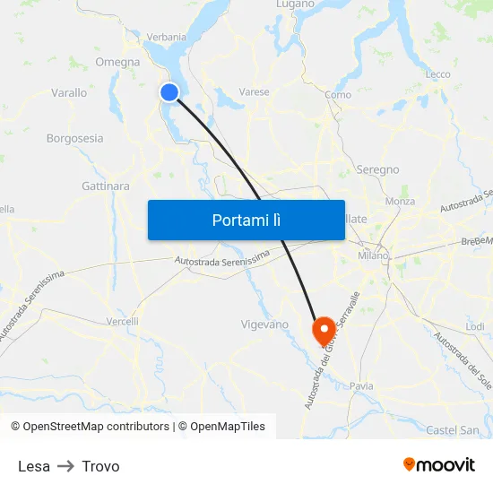 Lesa to Trovo map
