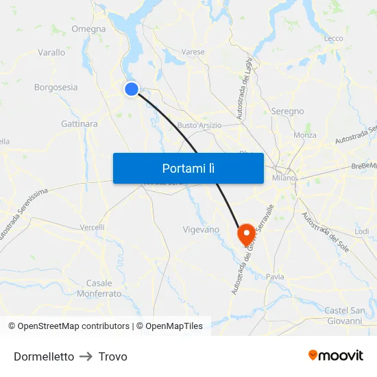 Dormelletto to Trovo map