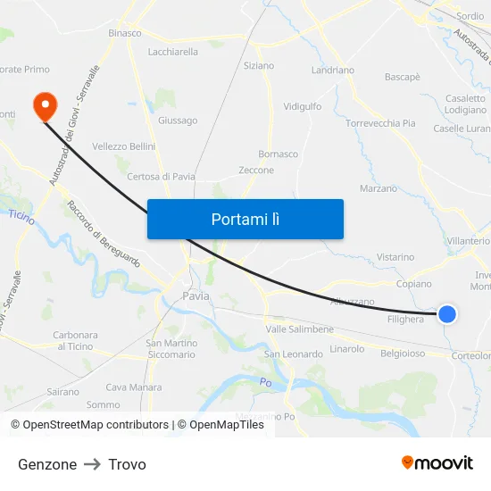 Genzone to Trovo map