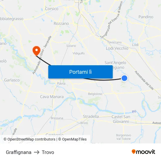 Graffignana to Trovo map