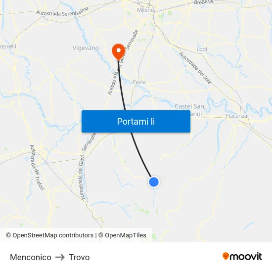 Menconico to Trovo map