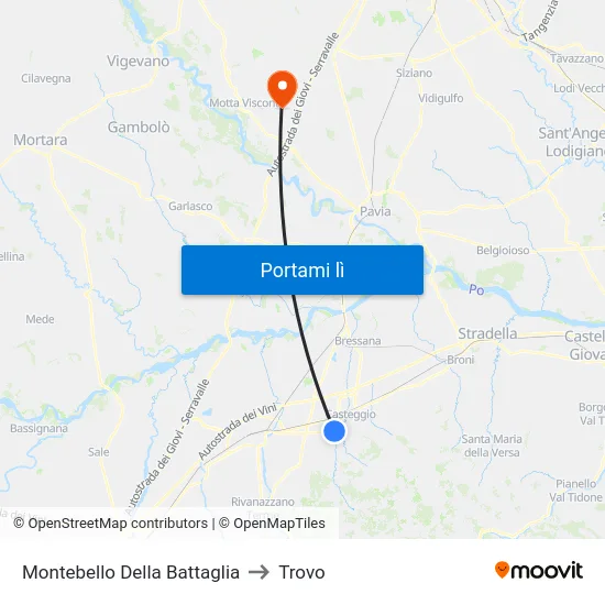 Montebello Della Battaglia to Trovo map