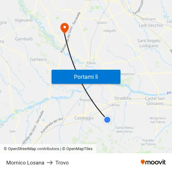Mornico Losana to Trovo map