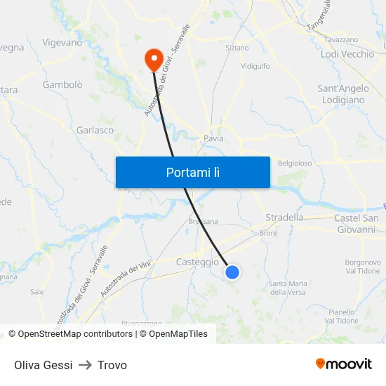 Oliva Gessi to Trovo map