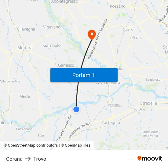 Corana to Trovo map