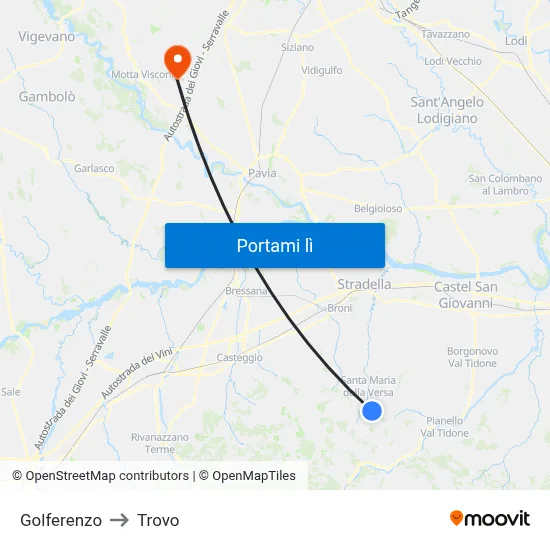 Golferenzo to Trovo map