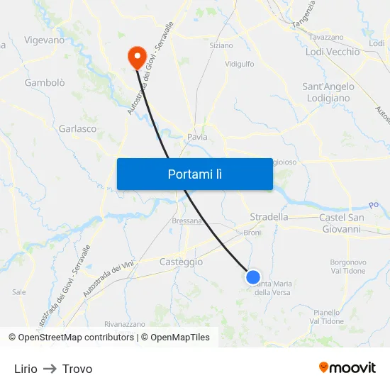 Lirio to Trovo map