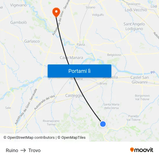 Ruino to Trovo map