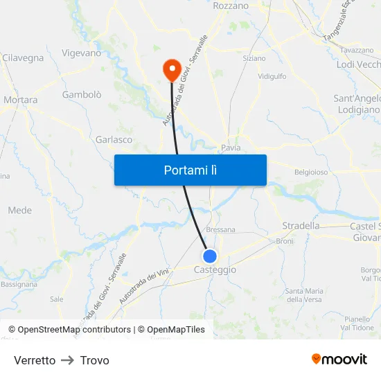 Verretto to Trovo map