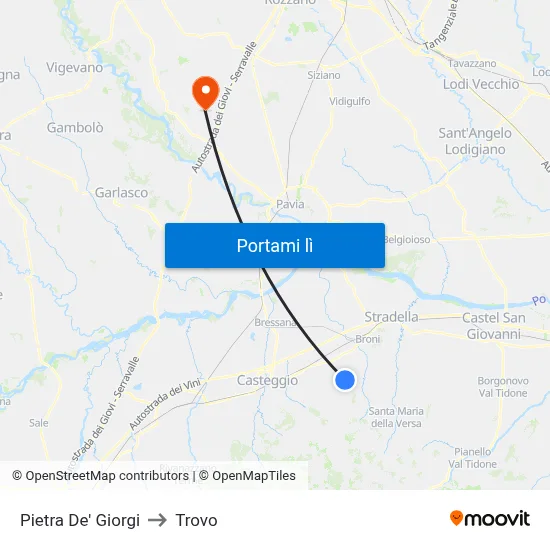 Pietra De' Giorgi to Trovo map