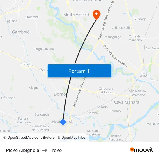 Pieve Albignola to Trovo map