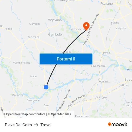 Pieve Del Cairo to Trovo map