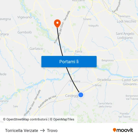 Torricella Verzate to Trovo map