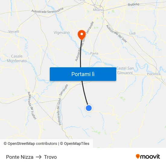 Ponte Nizza to Trovo map